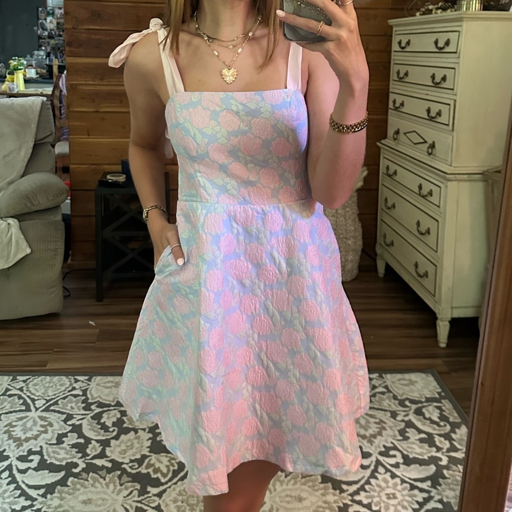 Pink and White Sleeveless Dress